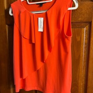 Sleeveless ruffled Poppy red top by banana republic factory. Size small